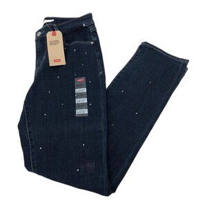 Levi's Blue High-Rise Skinny Jeans | Bedazzled Spots Detail